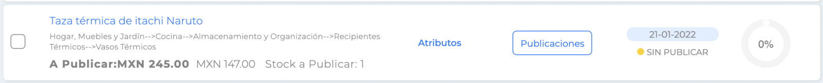 Producto categorizado vía automática