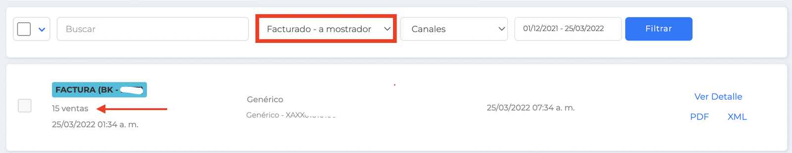 Factura de mostrador