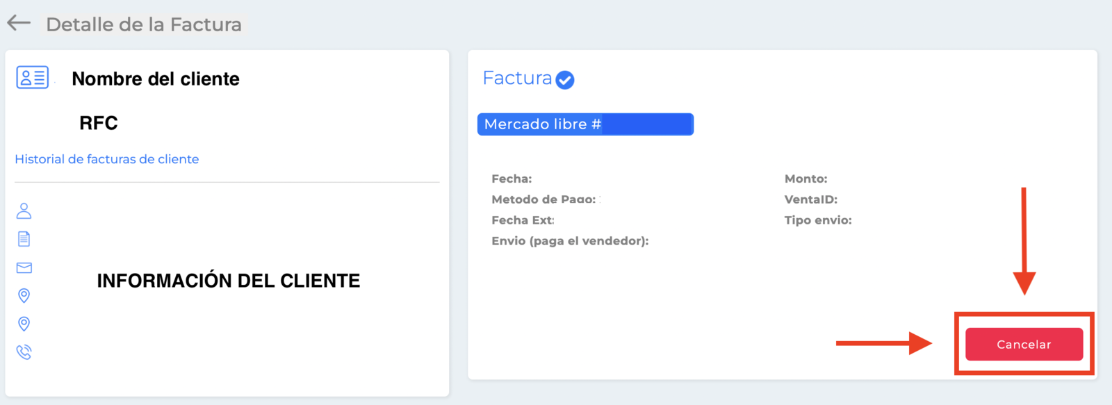 Detalle de la factura
