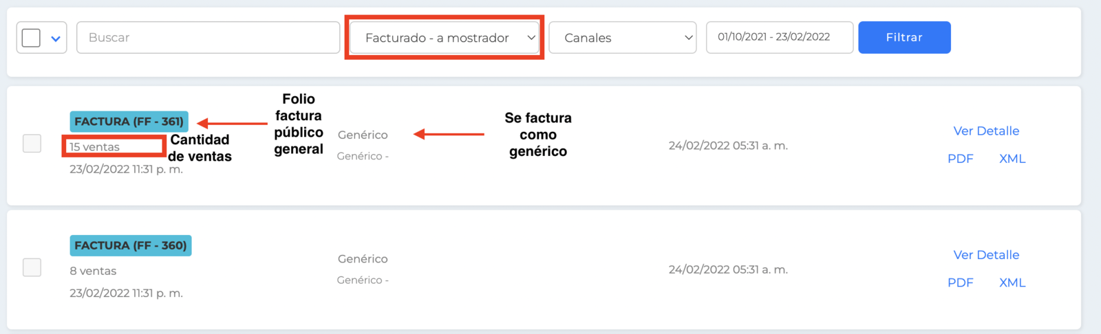 Factura a mostrador