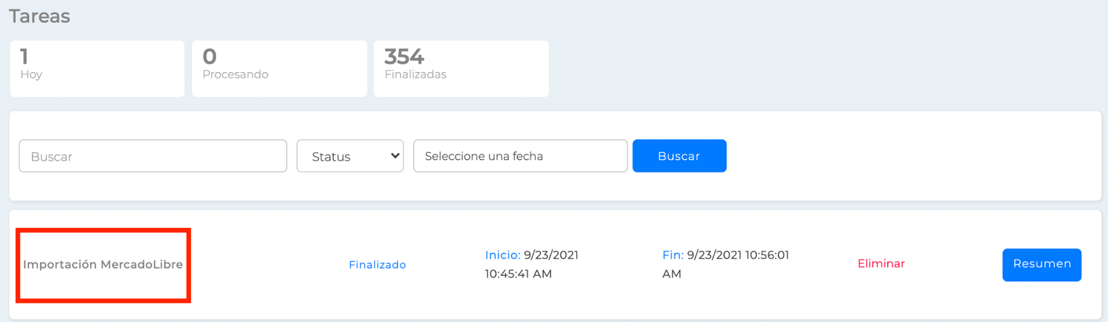 Tarea de Sincronización de Mercado Libre