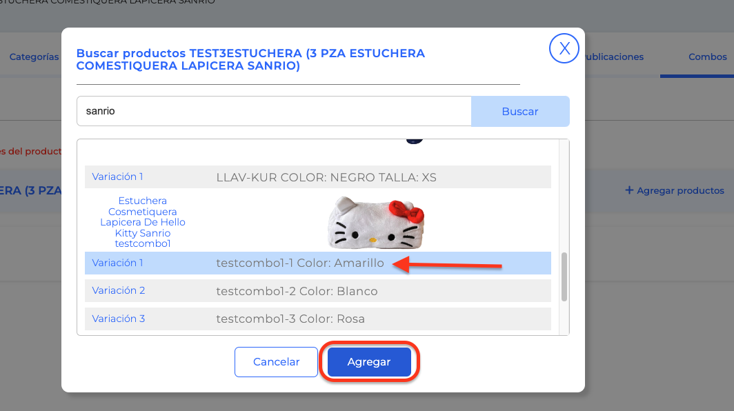 Buscar y Agregar los productos
