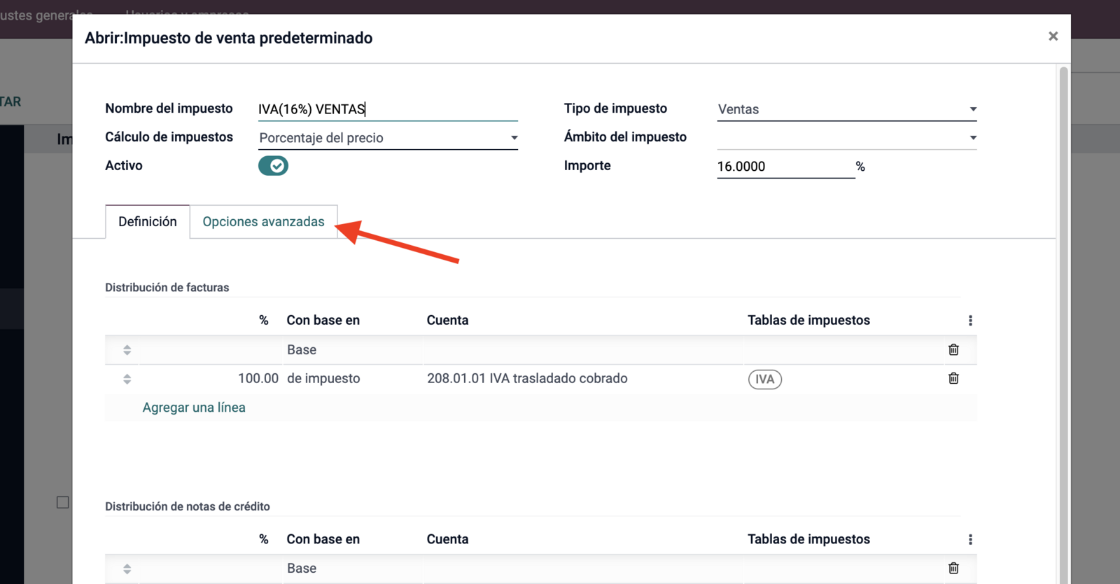 Configuración Impuesto de venta
