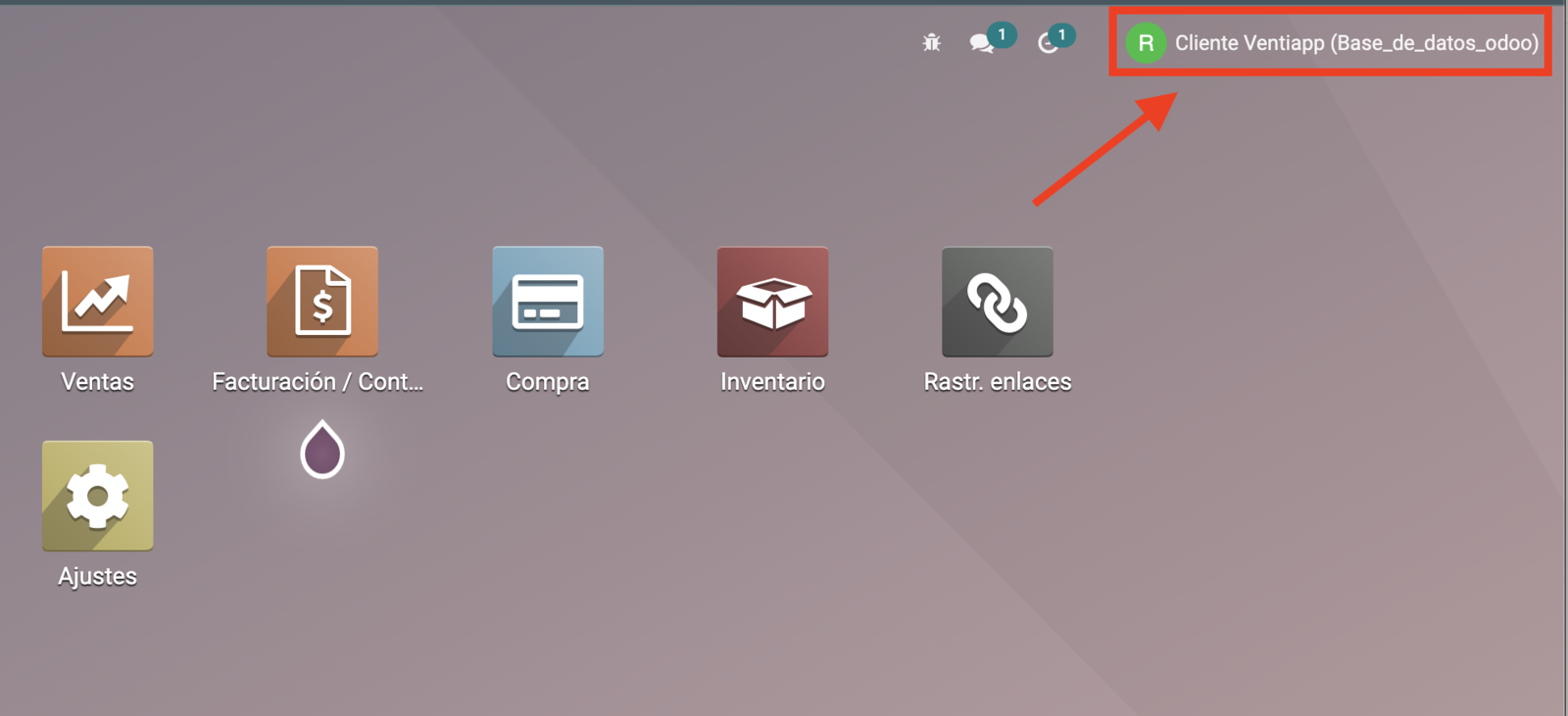 Nombre de la base de datos de Odoo