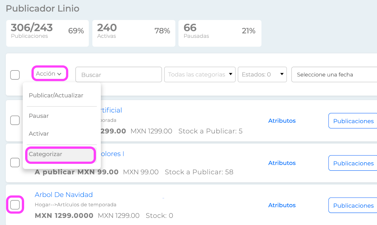 Publicador Linio