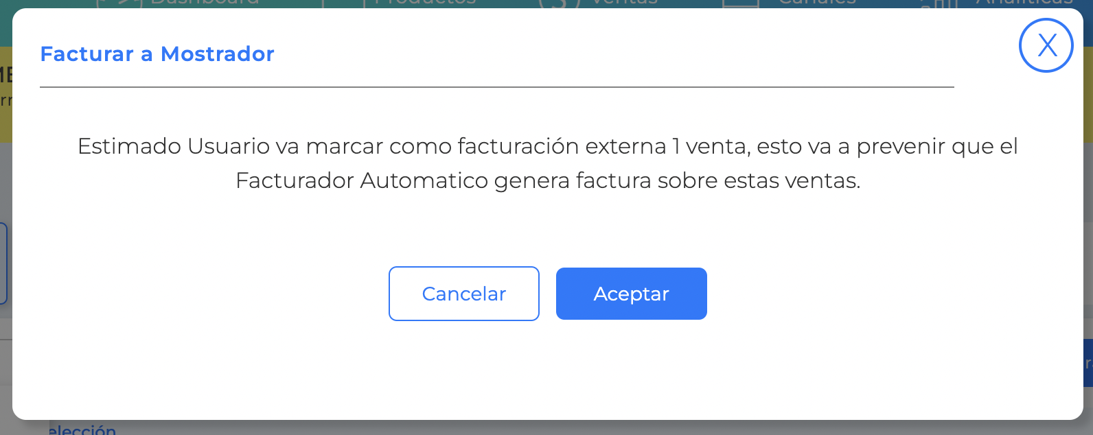 Facturar a mostrado