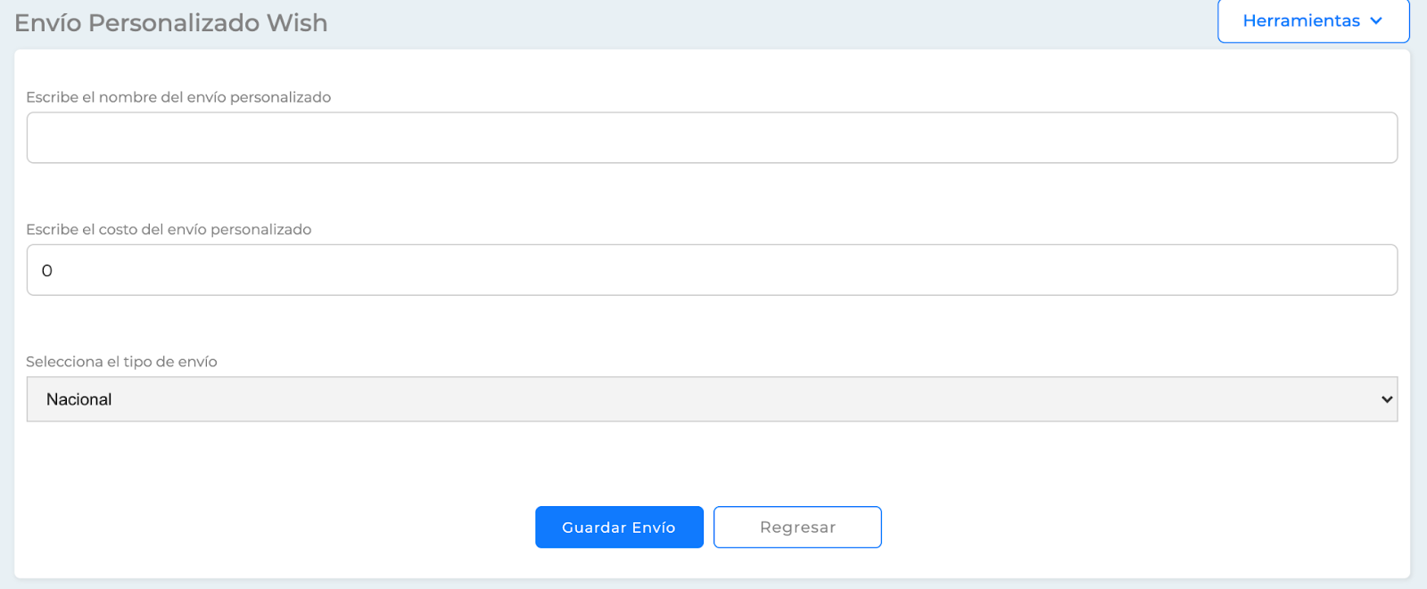 Creación de Envíos Personalizados