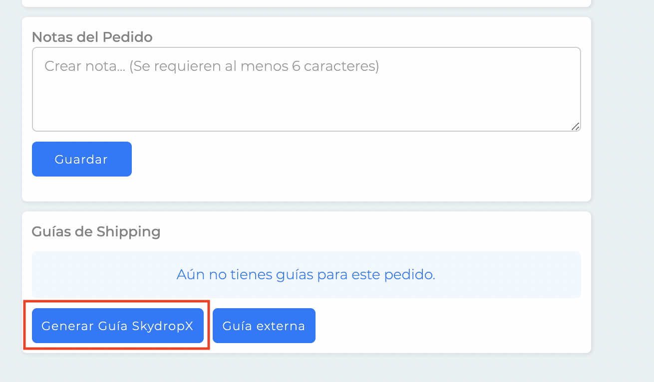 Generar guía Skydropx desde el detalle de la venta